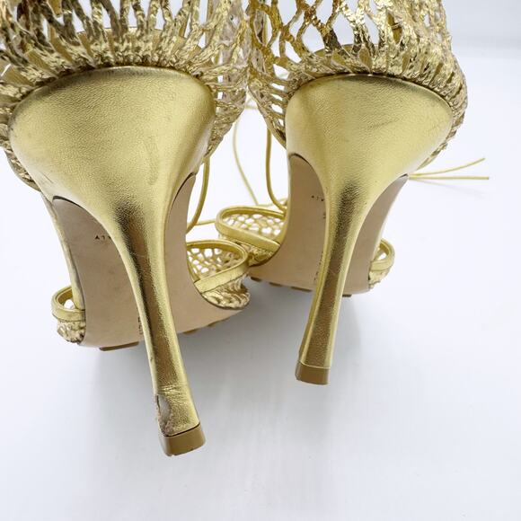 BOTTEGA VENETA Metallic leather-trimmed mesh pumps (Size 38.5) - Picture 13 of 16